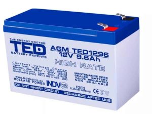 Acumulator AGM VRLA 12V 9.6A High Rate 151x65x95mm F2 TED Battery Expert Holland