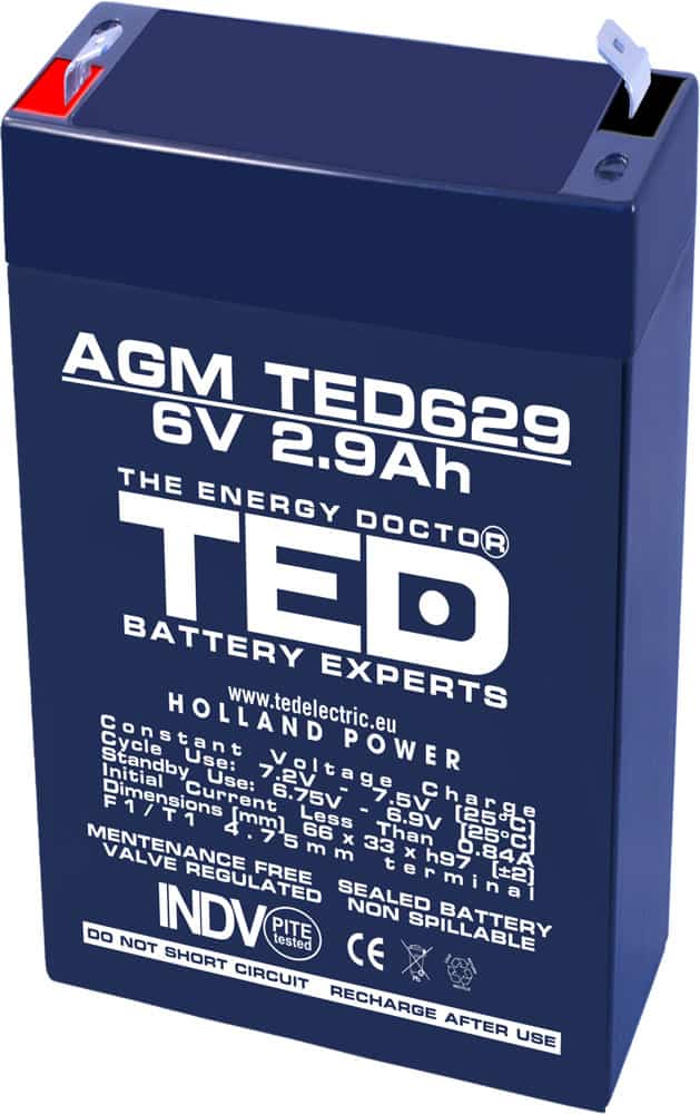 Battery-6V-2.9Ah-2.5Ah-AGM-VRLA-Lead-TEDElectric-Panasonic-Long-TED629