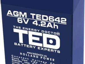 Acumulator AGM VRLA 6V 4.2Ah plumb acid 70x47x100 mm F1 terminal TED Battery Expert Holland
