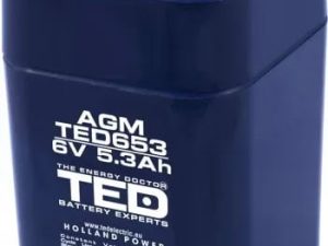 Acumulator AGM VRLA 6V 5.3A 67mm x 67mm x h 97mm cu arcuri tip 4R25 TED Battery Expert Holland