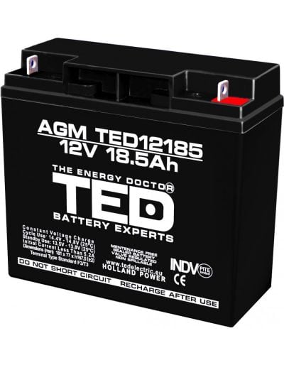 espressoare automate Acumulator TED 12V 18.5Ah AGM plumb acid terminal T3 181mm x 76mm x h167mm