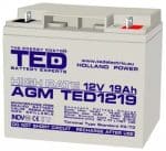 Acumulator TED 12V 19Ah High Rate AGM plumb acid 181mm x 76mm x h167mm TED1219HRF3