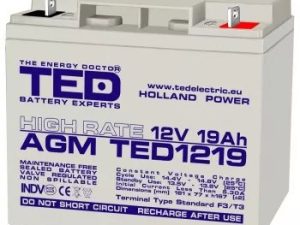 Acumulator TED 12V 19Ah High Rate AGM plumb acid 181mm x 76mm x h167mm TED1219HRF3