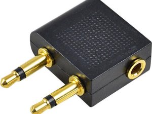 Adaptor audio casti avion 2x Jack 3.5 mm 2pin tata - 1x Jack 3.5 mm 3pin mama aurit LOGILINK CA1089
