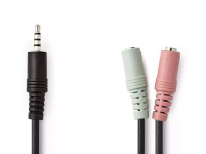 Adaptor audio pentru casti Jack 3.5 mm tata - 2x 3.5 mm mama 0.2m negru NEDIS