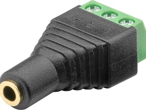 Adaptor bloc terminal cu 3 pini tip regleta cu surub la Jack 3.5 mm mama 3 pini stereo Goobay 76746