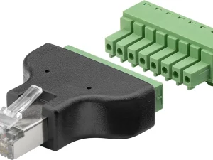 Adaptor bloc terminal cu 8 pini tip regleta surub la RJ45 tata 8P8C Goobay 76736