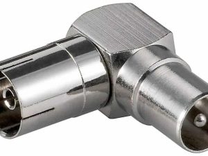 Adaptor coaxial mama - coaxial tata 90 grade metal Goobay