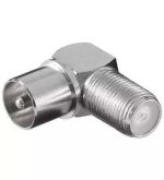 Adaptor coaxial TV 90 grade tata la F mama metal Goobay