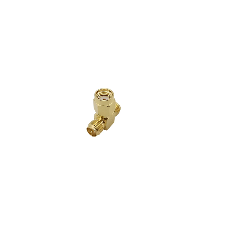 adaptor-convertor-antena-wifi-rf-coaxial-rp-sma-tata-la-2x-sma-mama-50ohm-de-inalta-calitate-cupru-placat-cu-aur