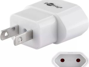 Adaptor de retea SUA Japonia la fisa Euro tip C CEE 7/16 mama 10A alb Goobay