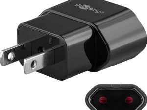 Adaptor de retea SUA/Japonia tata la Euro Europa mama 10A 2500W negru Goobay 45344