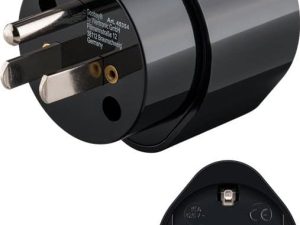 Adaptor de retea tata tip B NEMA 5-15 3pini SUA / Japonia - mama Schuko tip F CEE 7/3 250V 13A 3250W negru Goobay 45354