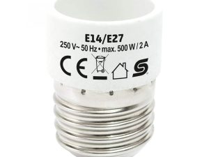 Adaptor soclu E14 mama la mufa E27 tata 500W 2A alb HOME