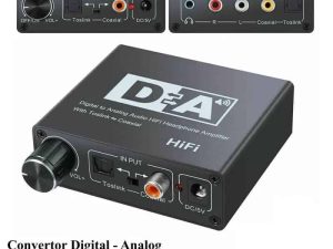Adaptor TOSLINK RCA - 2x RCA +Jack 3.5 mm si amplificare semnal