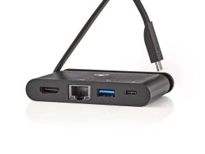 Adaptor USB Type C - HDMI USB3.0 Gigabit Ethernet USB Type C PD 100W negru Nedis