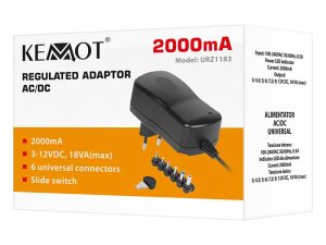 Alimentator stabilizat 2A 24W 3-4-5-6-7-9-12V + 6 conectori KEMOT URZ1183