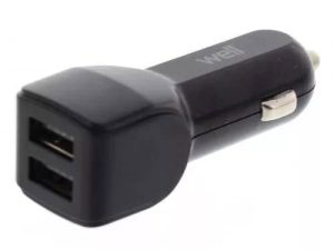 Alimentator USB bricheta auto 2 iesiri 2.4A negru Well