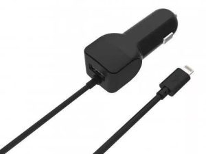 Alimentator USB bricheta auto cu cablu Lighting 2 iesiri 2.4A negru Well
