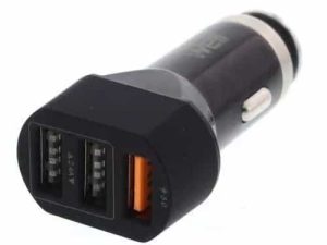Alimentator USB bricheta auto Quick Charge 3 iesiri 28W negru Well