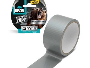 Banda adeziva intarita cu material BISON Grizzly Super Strong gri 10m