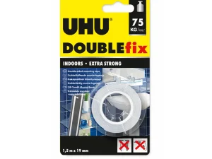 Banda dubluadeziva fata-verso UHU Double Fix 19mm x 1.5m alba U46855
