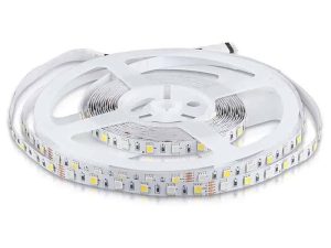 Banda LED SMD5050 60LED/m RGB +alb rece 6500K 12V IP20 5m V-TAC SKU-212159