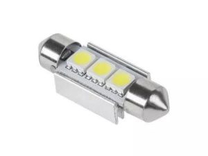 Bec LED 3x SMD5050 alb auto CANBUS 12V 1.5W 30lm T11 SV8.5 36mm Vipow