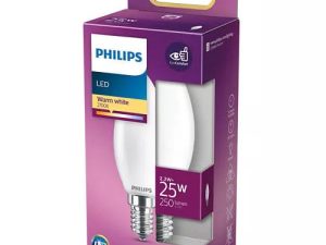 Bec LED filament Philips lumanare B35 E14 2.2W (25W) 250lm lumina calda 2700K 929001345255