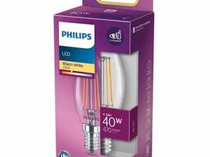 Bec LED filament Philips lumanare B35 E14 4.3W (40W) 470lm 2700K lumina calda 929001889755
