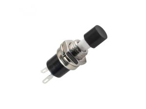 Buton intrerupator mini negru OFF-(ON) fara retinere 1 circuit 12V 1.5A incastrabil 7mm