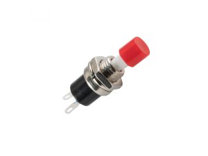 Buton intrerupator mini rosu OFF-(ON) fara retinere 1 circuit 12V 1.5A incastrabil 7mm