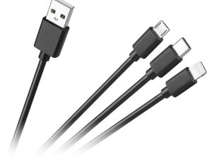Cablu 3in1 USB A la micro USB + USB type C + Lightning 1.2m 2A Cabletech