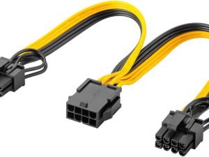Cablu adaptor ATX alimentare cu 8 pini mama la 6+2 tata pentru placa video PCI Express Goobay 60000