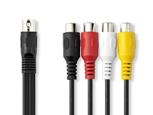 Cablu adaptor audio DIN 5pin tata - 4x RCA mama 0.2m negru Nedis CAGL20450BK02