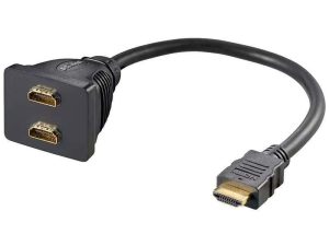 Cablu adaptor HDMI la 2x HDMI aurit Goobay