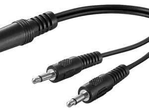 Cablu adaptor Jack 3.5 mm audio Y 1x STEREO mama la 2x MONO tata 0.2m negru 50472 Goobay