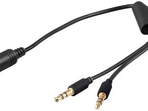 Cablu adaptor Jack 4 pini 3.5 mm mama la 2x 3.5 mm tata 20cm sau 40cm Goobay