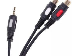 Cablu adaptor Jack tata 3.5 mm la 2x RCA mama 25cm dublu ecranat Cabletech
