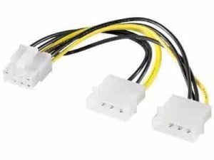 Cablu adaptor PCI express 8 pini la 2x Molex 5.25 0.15m pentru alimentare placa video Goobay
