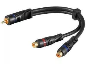Cablu adaptor RCA la 2x RCA mama OFC dublu ecranat Goobay