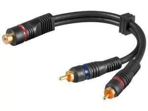 Cablu adaptor RCA mama la 2x RCA tata OFC dublu ecranat 0.2m Goobay
