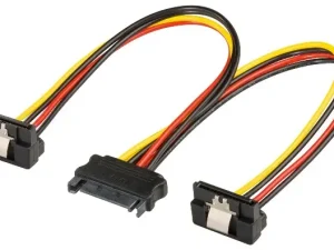Cablu adaptor SATA mama - 2x SATA 90grade tata 20cm