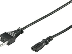 Cablu alimentare 1m Euro tata la 2 pini mama negru H03VVH2-F2G 0.75mm 2.5A 250V