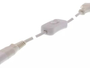 Cablu alimentare corpuri T5 cu intrerupator 1.5m alb Well