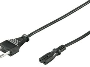 Cablu alimentare Euro la tip 2 pini 1.5m 2x0.75mm2 CUPRU 2.5A 250V negru