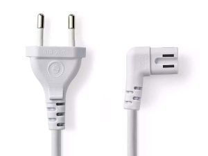 Cablu alimentare Euro tata - 2 Pini IEC-320-C7 cotit 3m alb Nedis