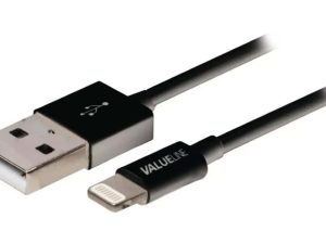 Cablu alimentare si sincronizare pentru iPad iPhone iPod Apple lightning - USB 2.0 A tata 1m negru VALUELINE