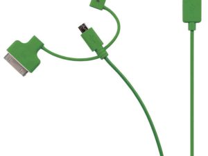 Cablu alimentare si sincronizare verde USB 2.0 - micro USB +adaptor lightning +Apple Dock 30pini 1m cupru Valueline