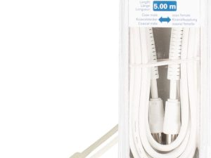 Cablu antena coaxial 100dB coaxial tata - coaxial mama 5m alb Valueline